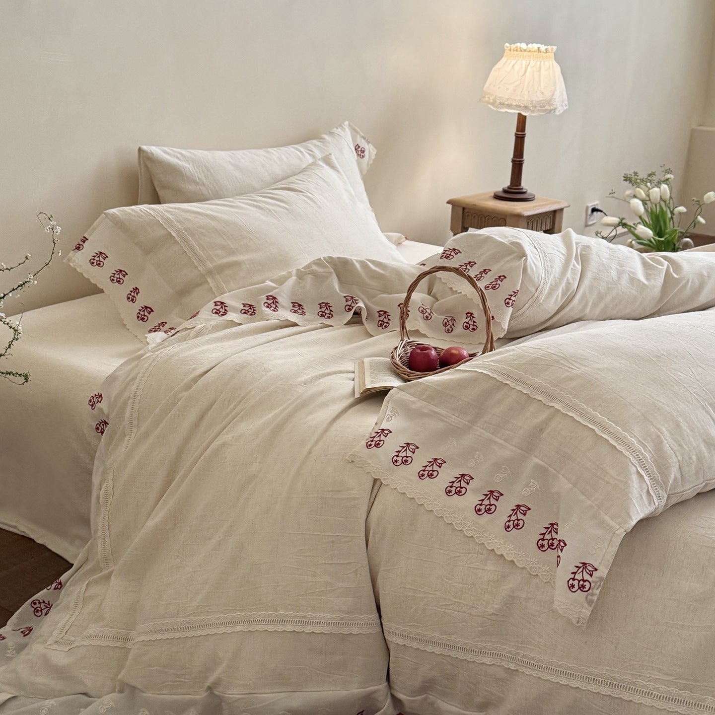 -Ever Lasting - Winslow Lace Bedding Set / White -Bedding Set -Ever Lasting