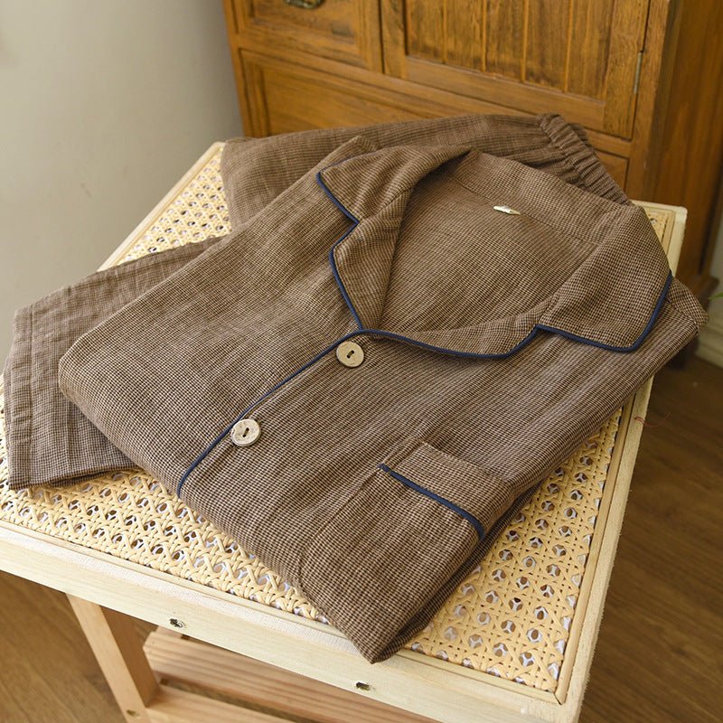 -Ever Lasting - Wisterial Double-Layer Gauze Long-Sleeved Pajama Set / Brown -Pajamas -Ever Lasting
