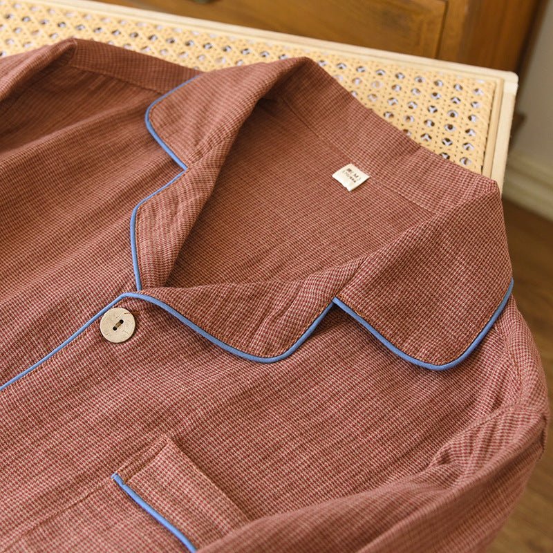 -Ever Lasting - Wisterial Double-Layer Gauze Long-Sleeved Pajama Set / Brown -Pajamas -Ever Lasting