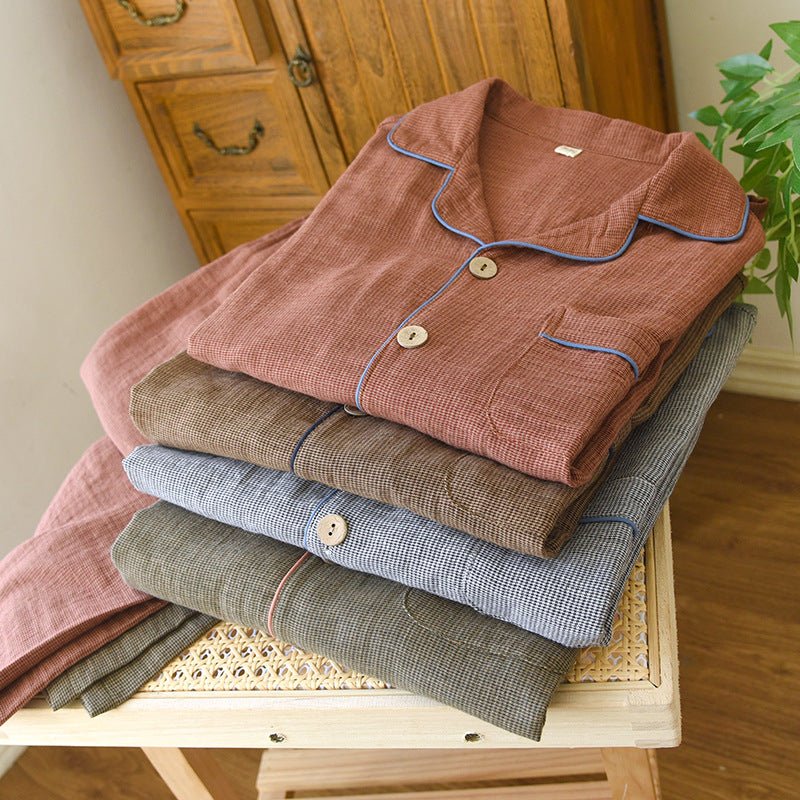 -Ever Lasting - Wisterial Double-Layer Gauze Long-Sleeved Pajama Set / Brown -Pajamas -Ever Lasting