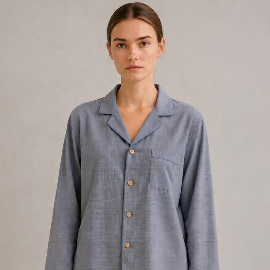 Wisterial Double-Layer Gauze Long-Sleeved Pajama Set / Gray