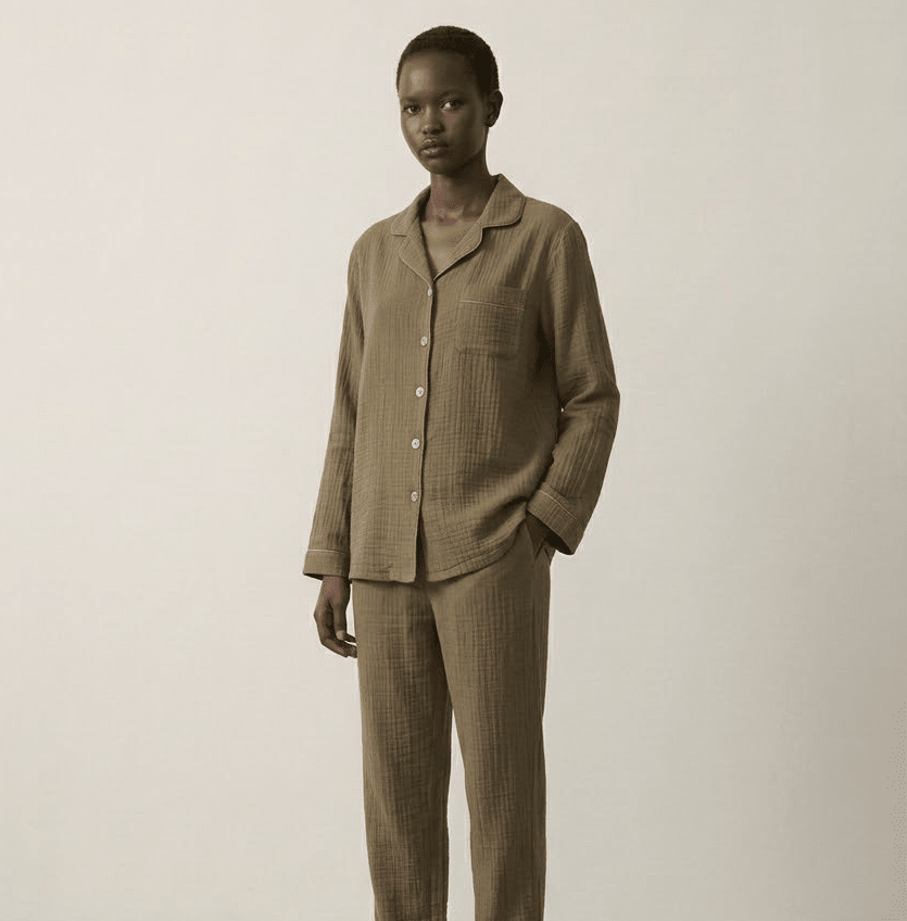 -Ever Lasting - Wisterial Double-Layer Gauze Long-Sleeved Pajama Set / Green -Pajamas -Ever Lasting