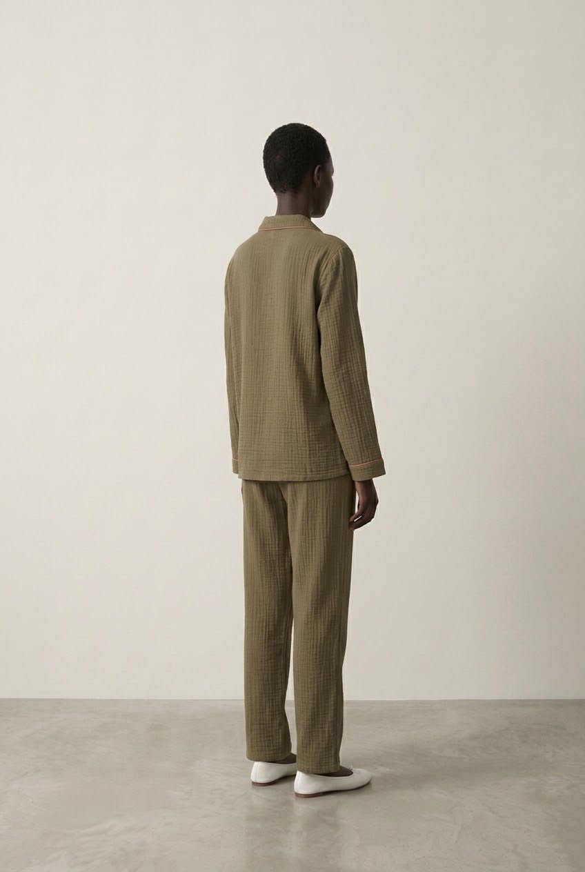 -Ever Lasting - Wisterial Double-Layer Gauze Long-Sleeved Pajama Set / Green -Pajamas -Ever Lasting