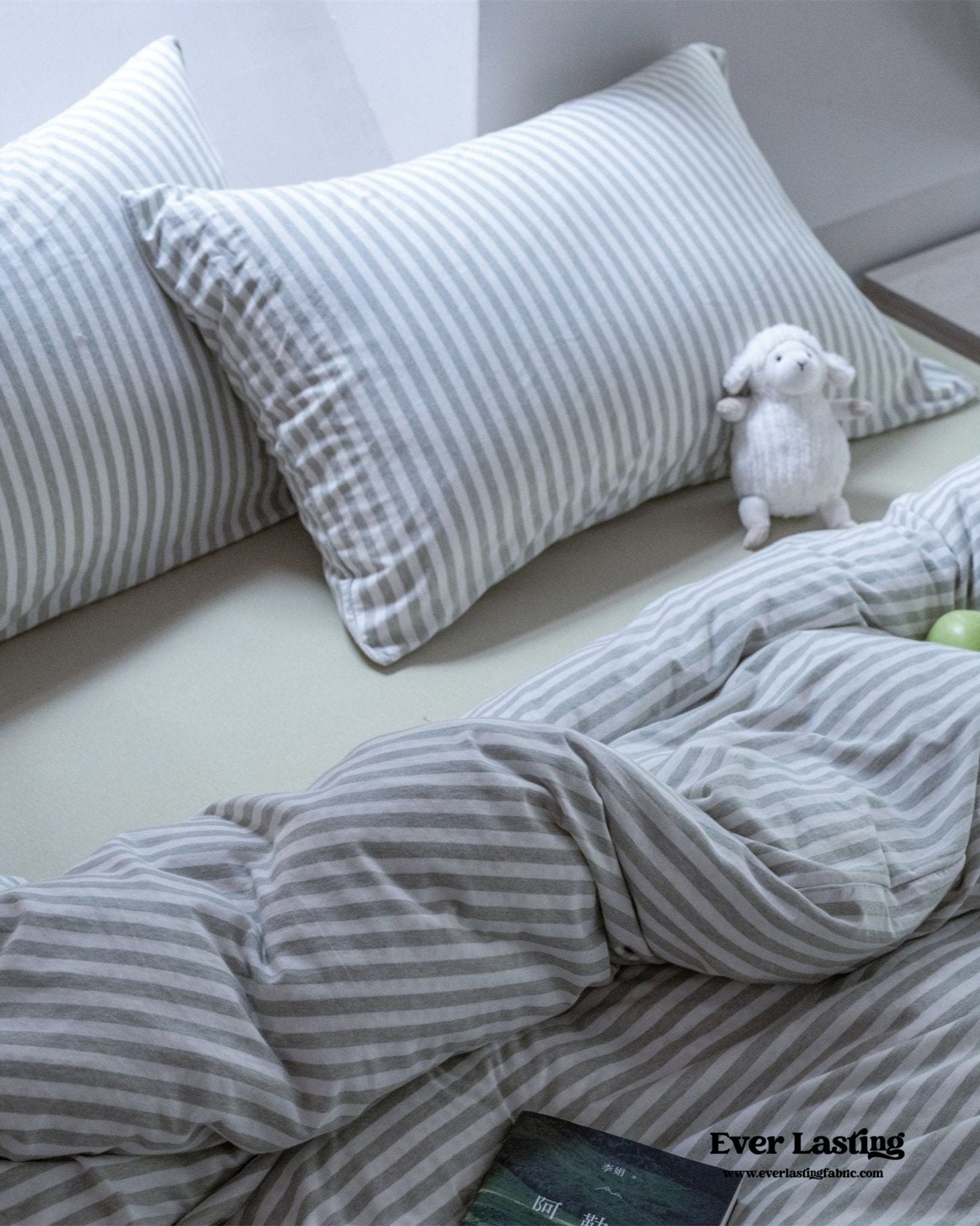 Wren Fresh Striped Jersey Knit Bedding Set / Beige - Ever Lasting