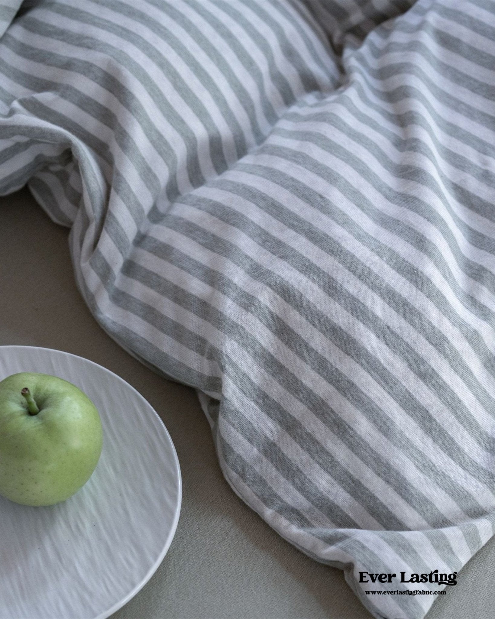 Wren Fresh Striped Jersey Knit Bedding Set / Beige - Ever Lasting