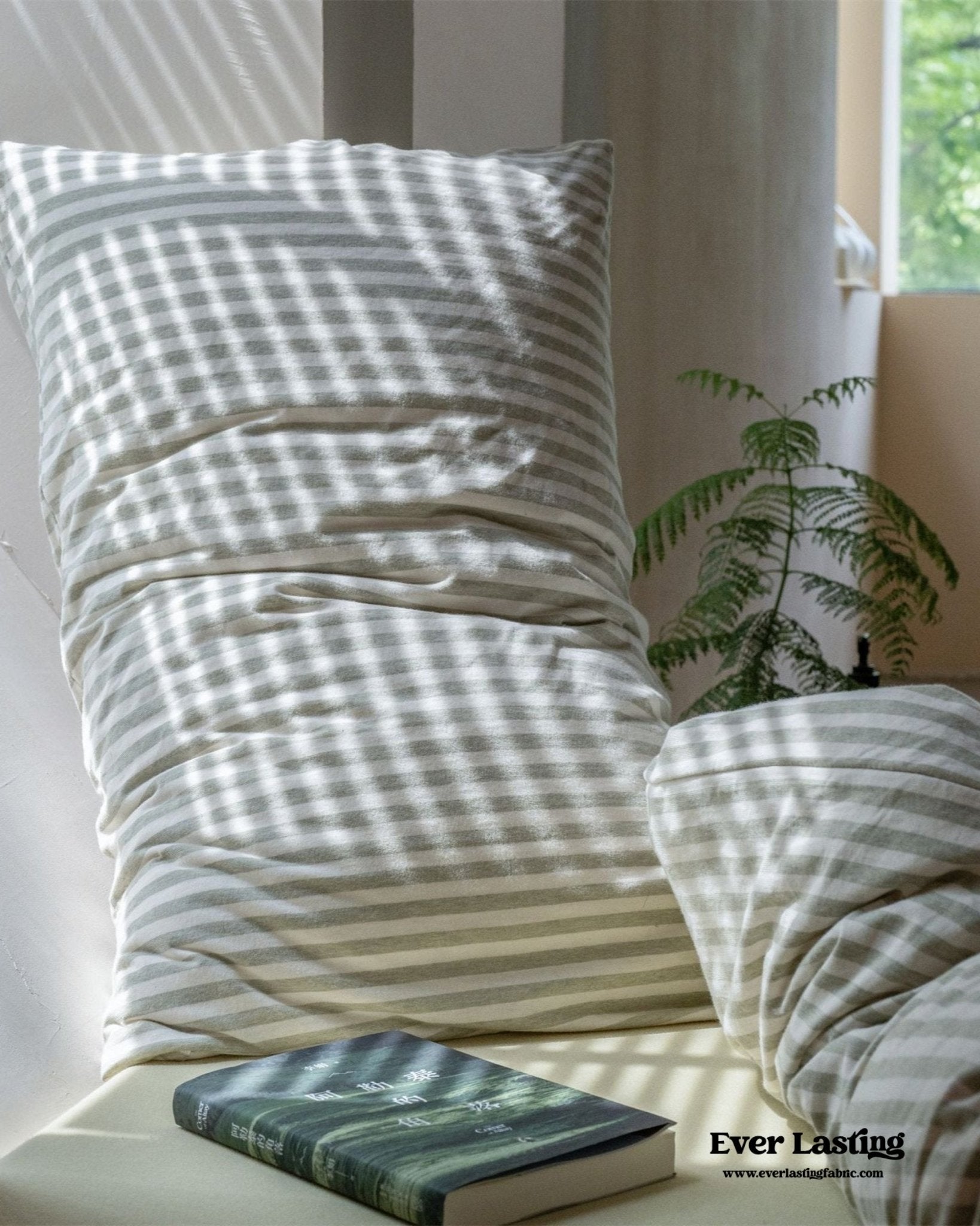 Wren Fresh Striped Jersey Knit Bedding Set / Beige - Ever Lasting