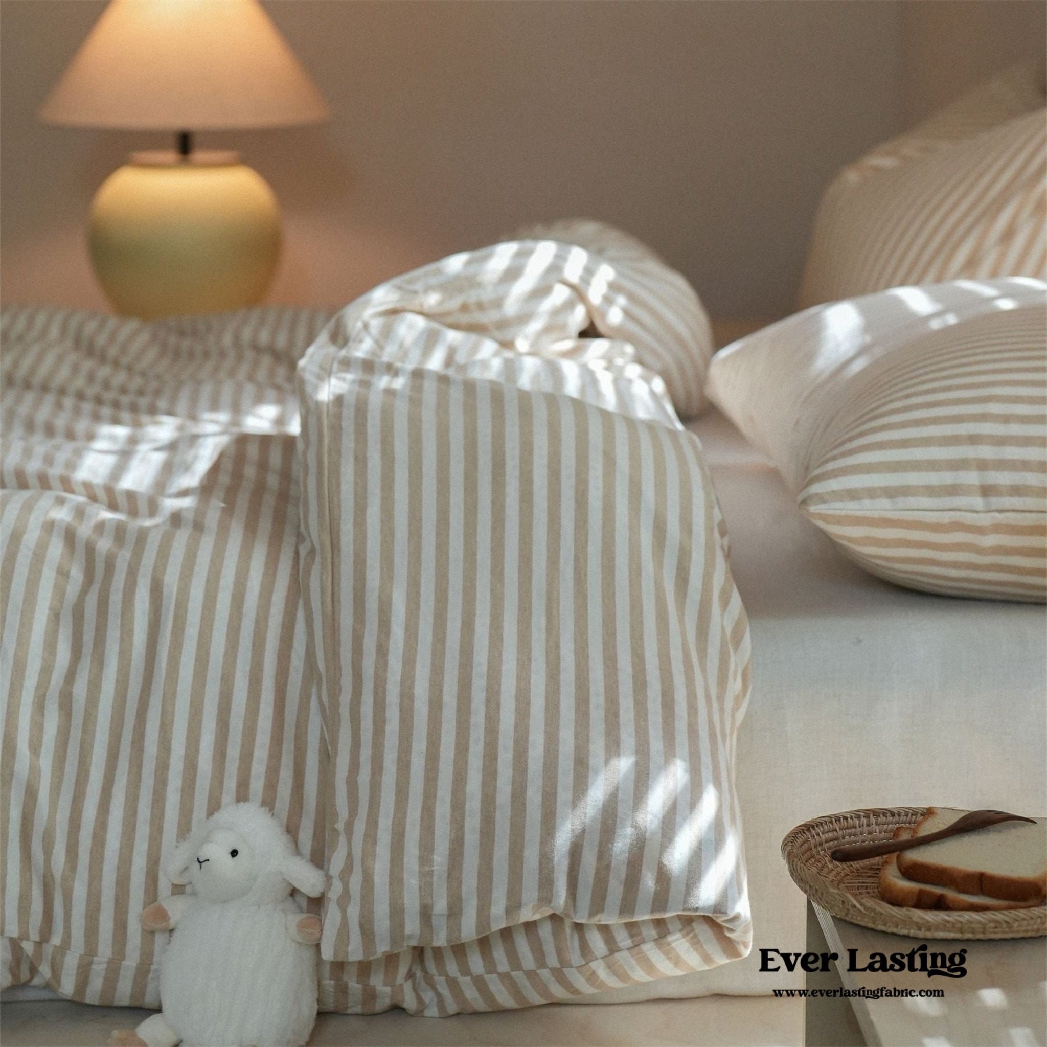 Wren Fresh Striped Jersey Knit Bedding Set / Beige - Ever Lasting