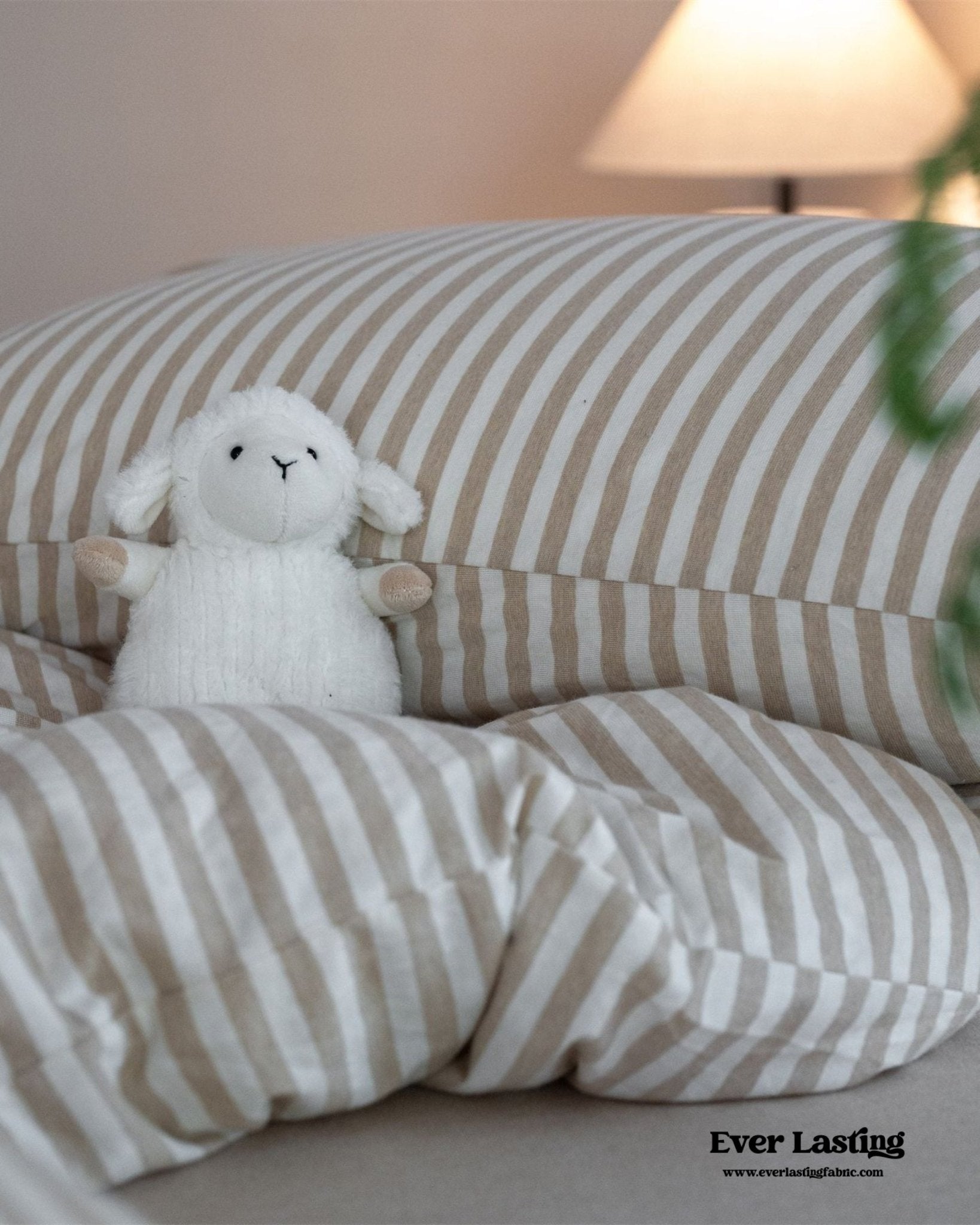 Wren Fresh Striped Jersey Knit Bedding Set / Beige - Ever Lasting