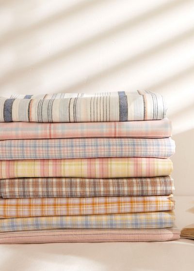 fresh-plaid-washed-cotton-bed-sheet