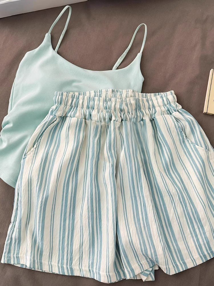 Nerelle Sleeveless & Shorts Pajama Set / Blue