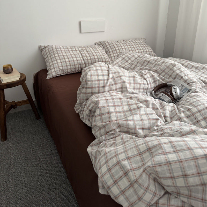 Finn Gingham Bedding Set / White + Blue