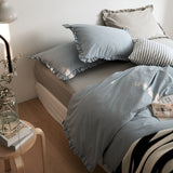 Earth Tone Ruffle Bedding Set / White