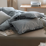 Earth Tone Ruffle Bedding Set / White