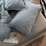 Earth Tone Ruffle Bedding Set / White