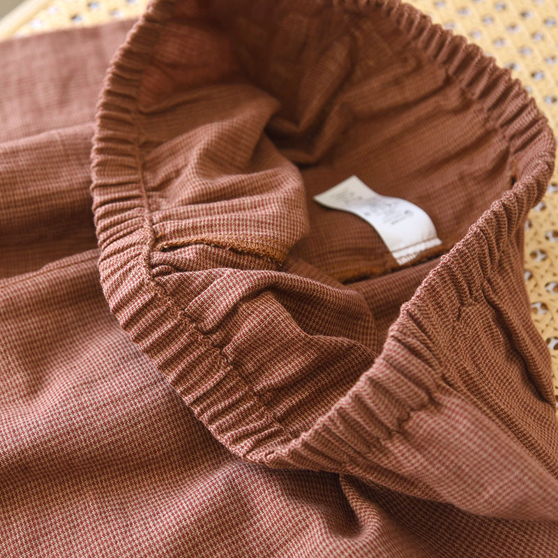 Wisterial Double-Layer Gauze Long-Sleeved Pajama Set / Brown