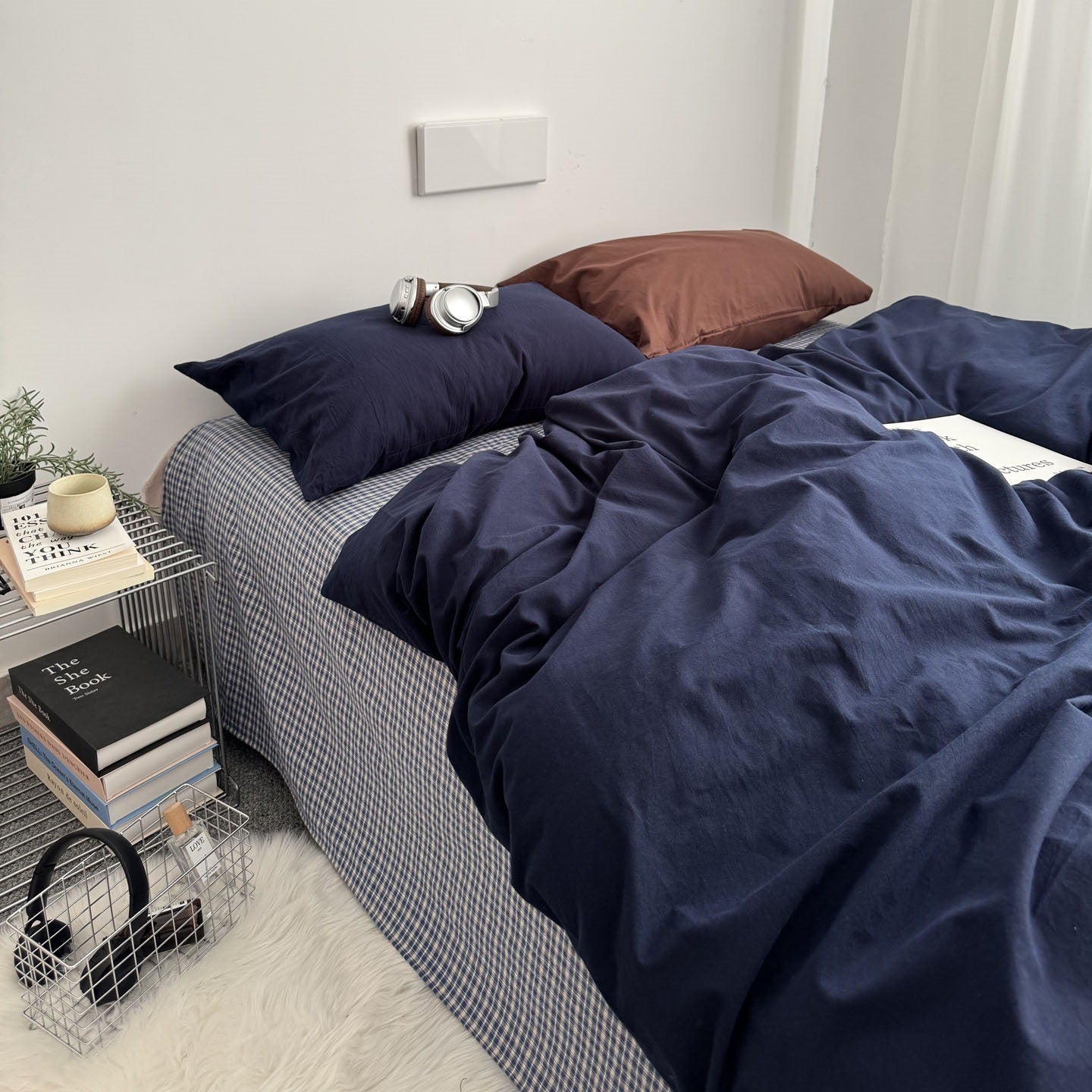 Bennett Gingham Bedding Set / Blue + Brown