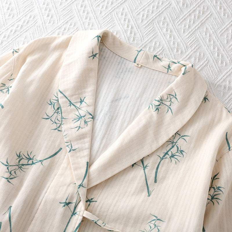 Velune Double Gauze Floral Pajama Set / Beige