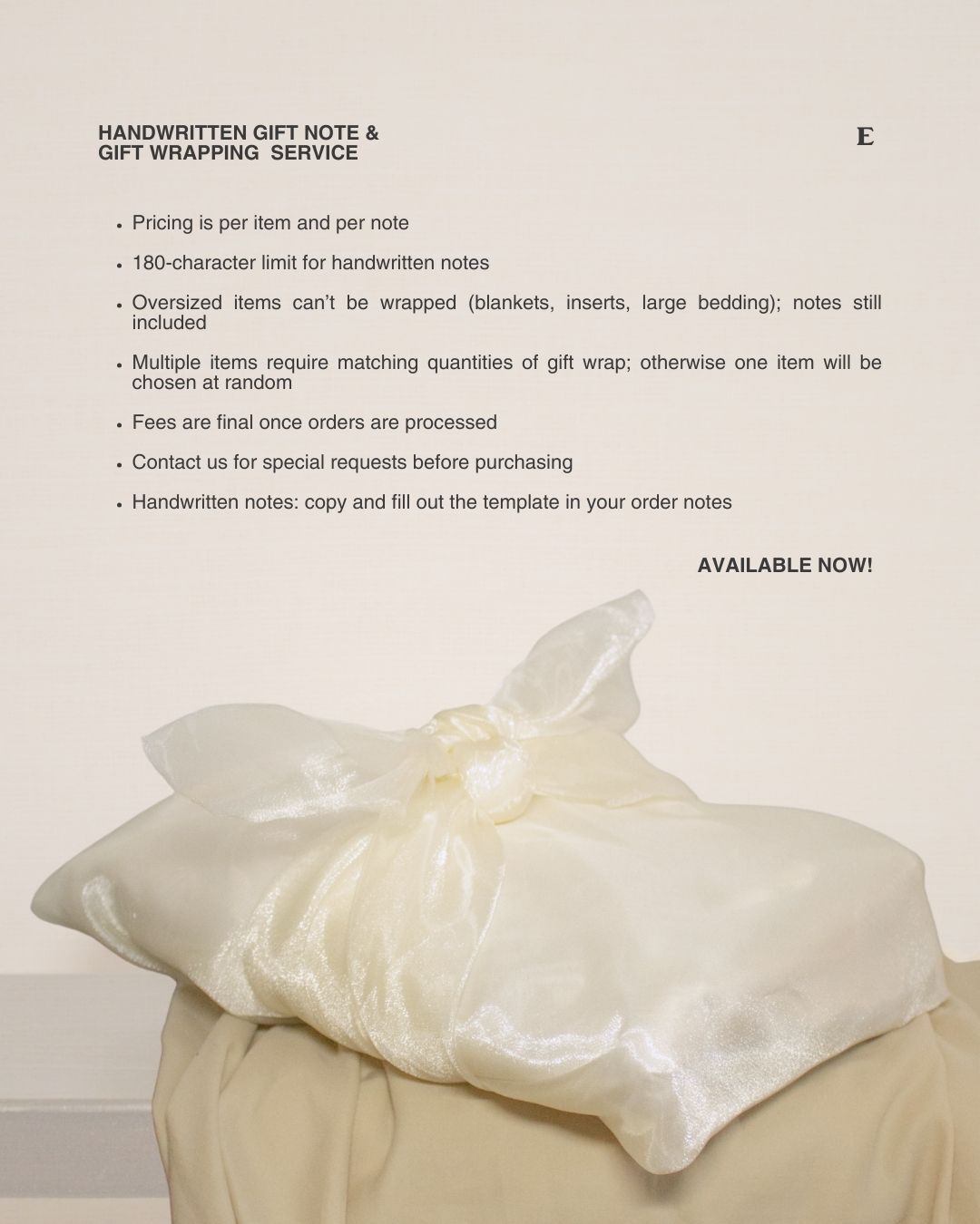 Handwritten Gift Note & Gift Wrapping