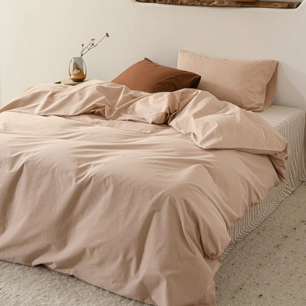 Clara Vintage Minimalist Striped Bedding Set / Pink