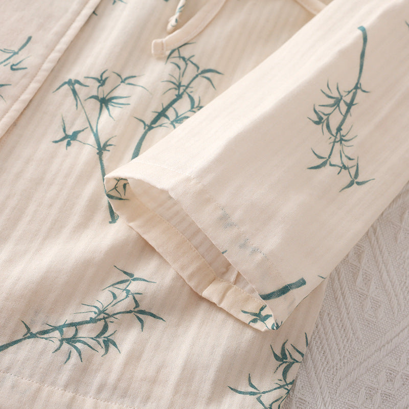 Velune Double Gauze Floral Pajama Set / Beige