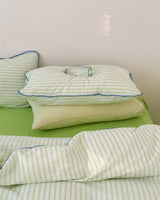 Pepper Candy Stripe Bedding Set / Green + Pink