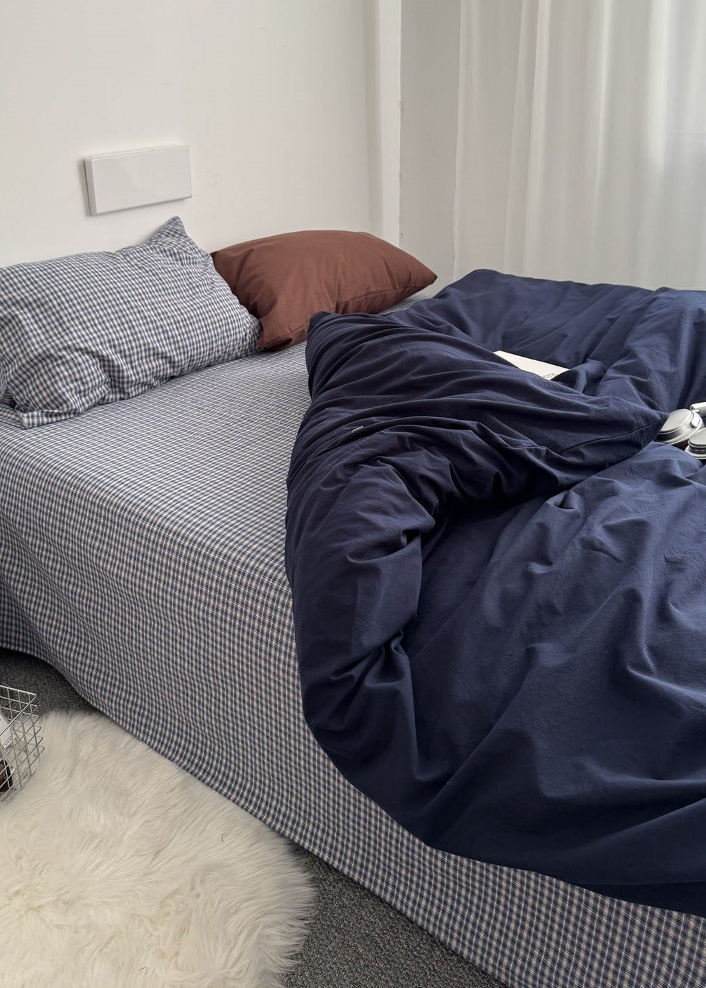 Bennett Gingham Bedding Set / Blue + Brown