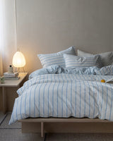 Skye Refreshing Striped Bedding Set / White