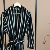 Retro Minimalist Striped Bathrobe Set / Green