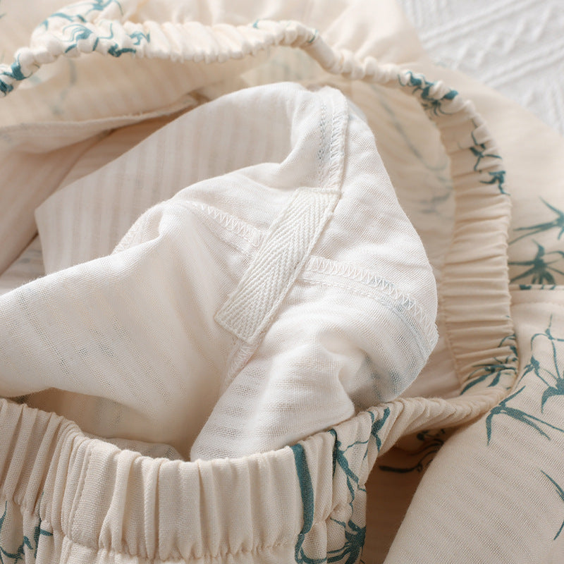 Velune Double Gauze Floral Pajama Set / Beige