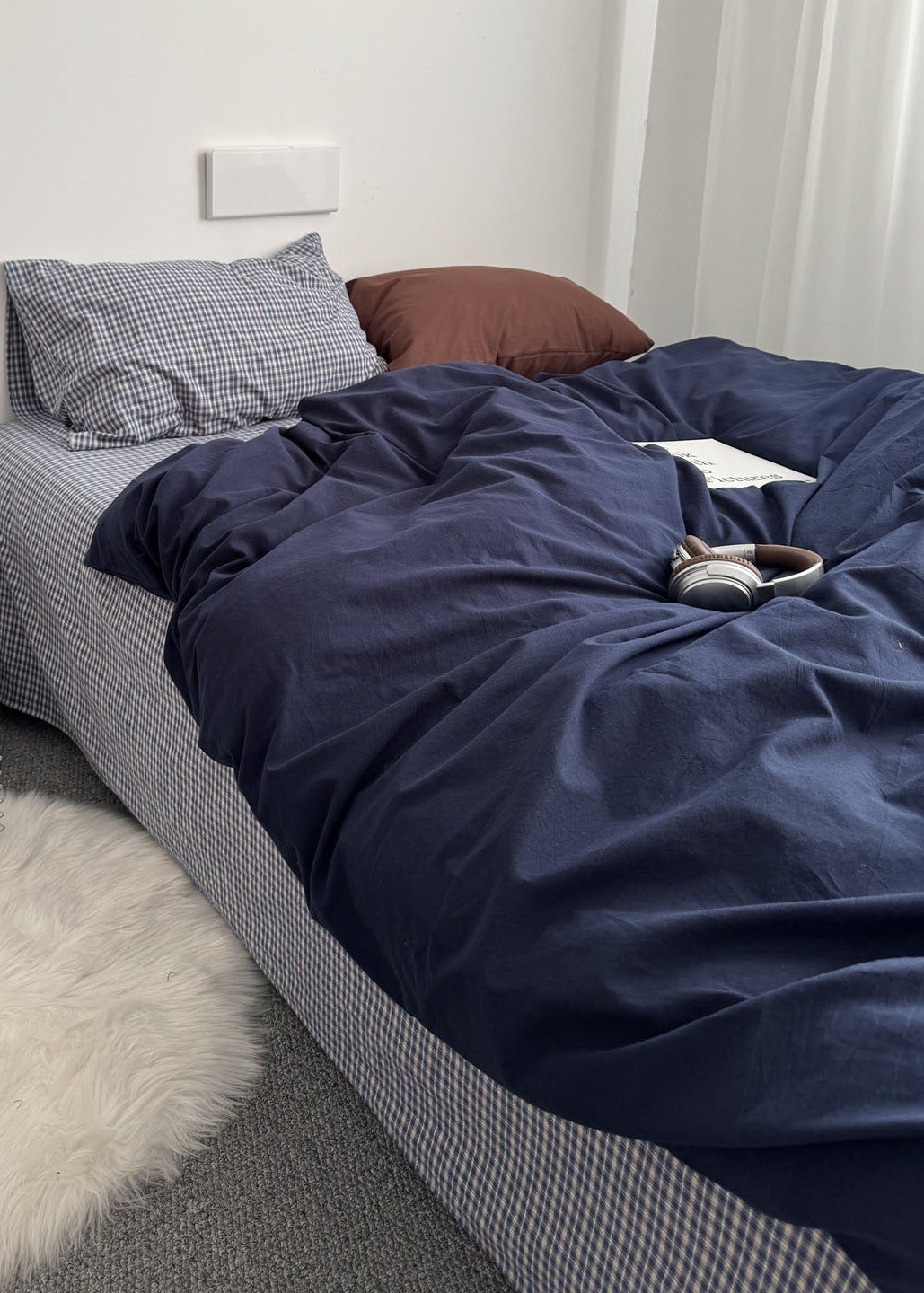 Bennett Gingham Bedding Set / Blue + Brown