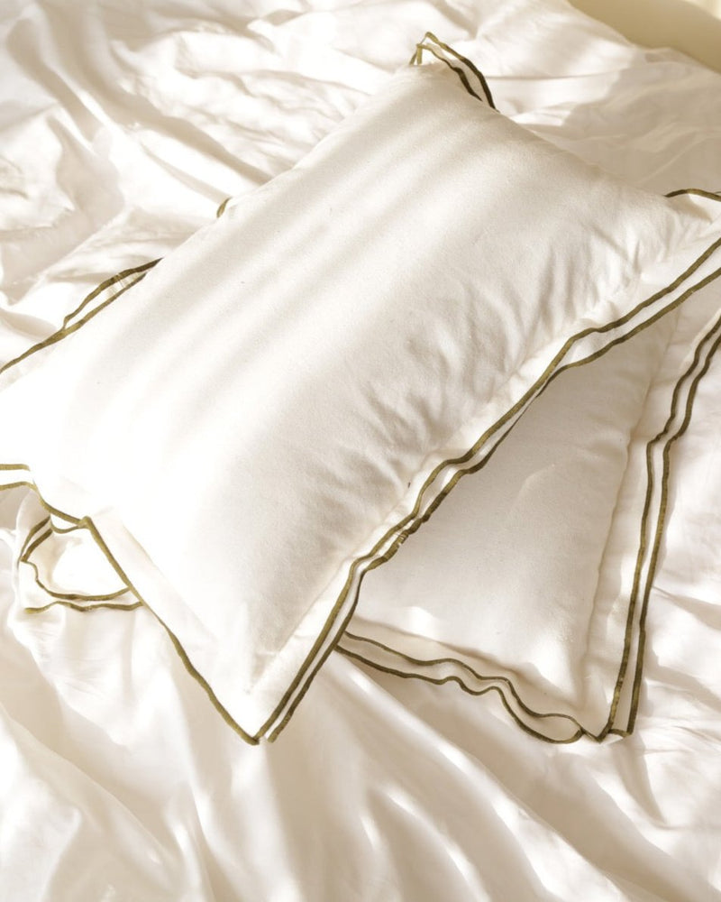 French Minimalist Ruffle Pillow / Khaki