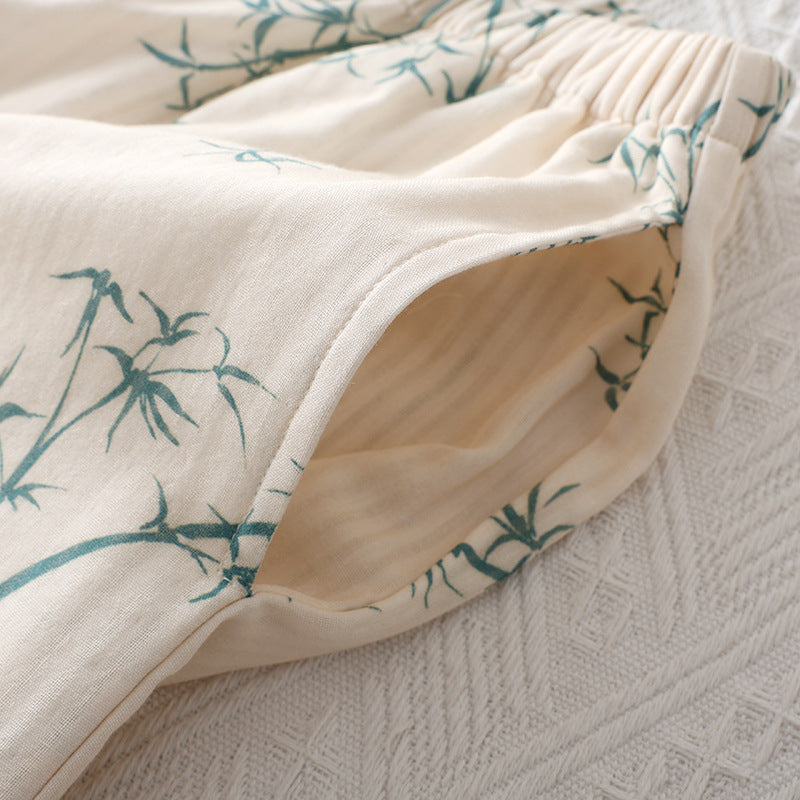 Velune Double Gauze Floral Pajama Set / Beige
