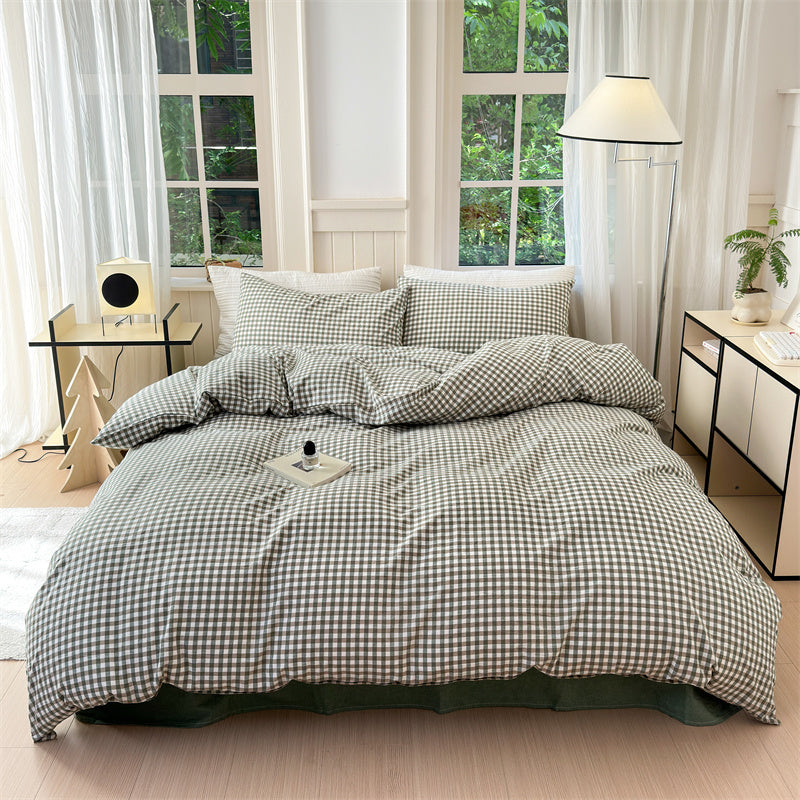 Gingham Bedding Set / Brown Bedding Set