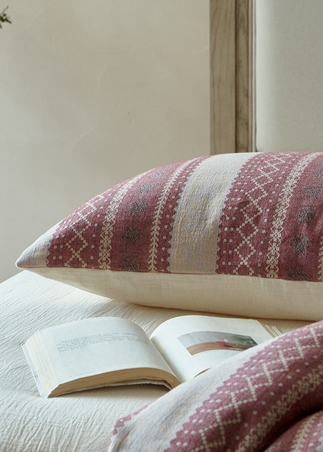 Anya Striped Jacquard Bedding Set / Red