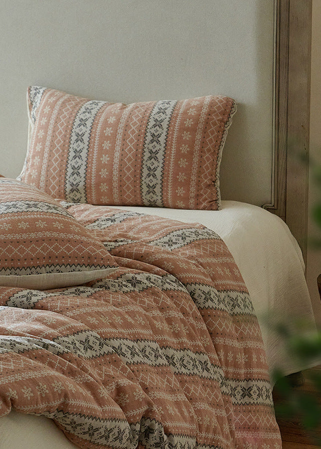 Anya Striped Jacquard Bedding Set / Red