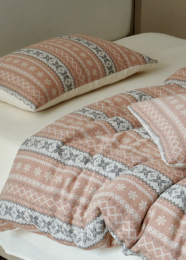 Anya Striped Jacquard Bedding Set / Red