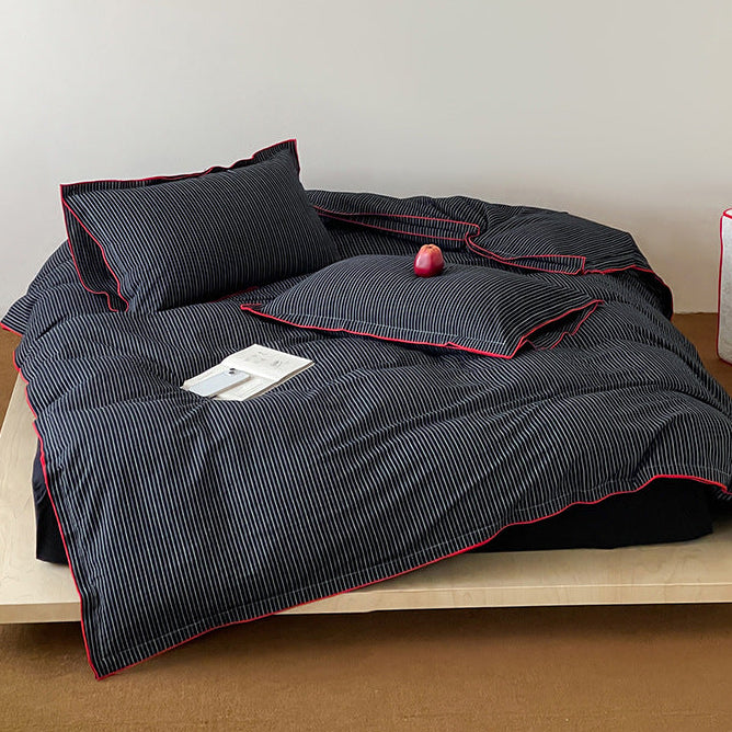 Arthur Pinstripe Bedding Set / Black
