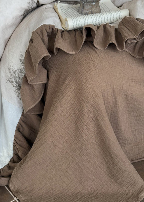 Cassia Embroidered Lace Bedding Set / Brown