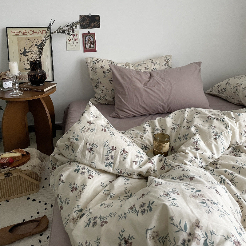 Cottage Floral Bedding Set / Dusty Purple