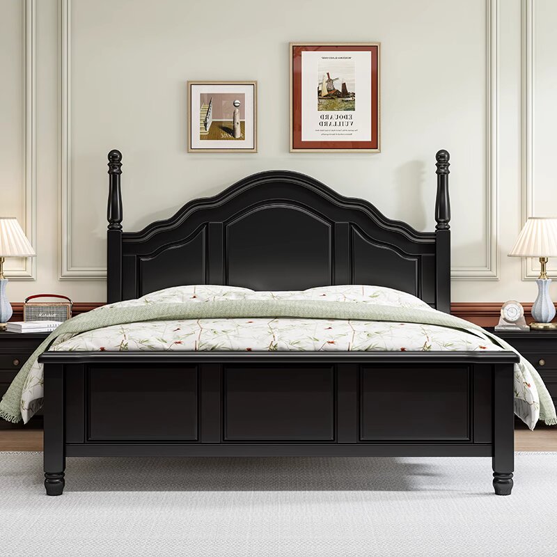 French Solid Wood White Bed Frame