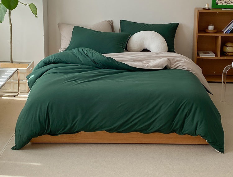 Duo Earth Tone Jersey Knit Bedding Set / White Beige