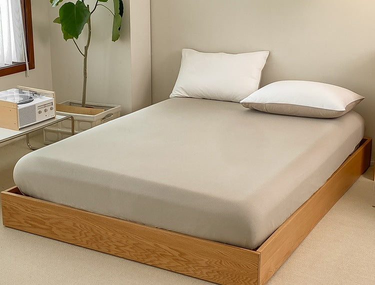 Duo Earth Tone Jersey Knit Bedding Set / White Beige