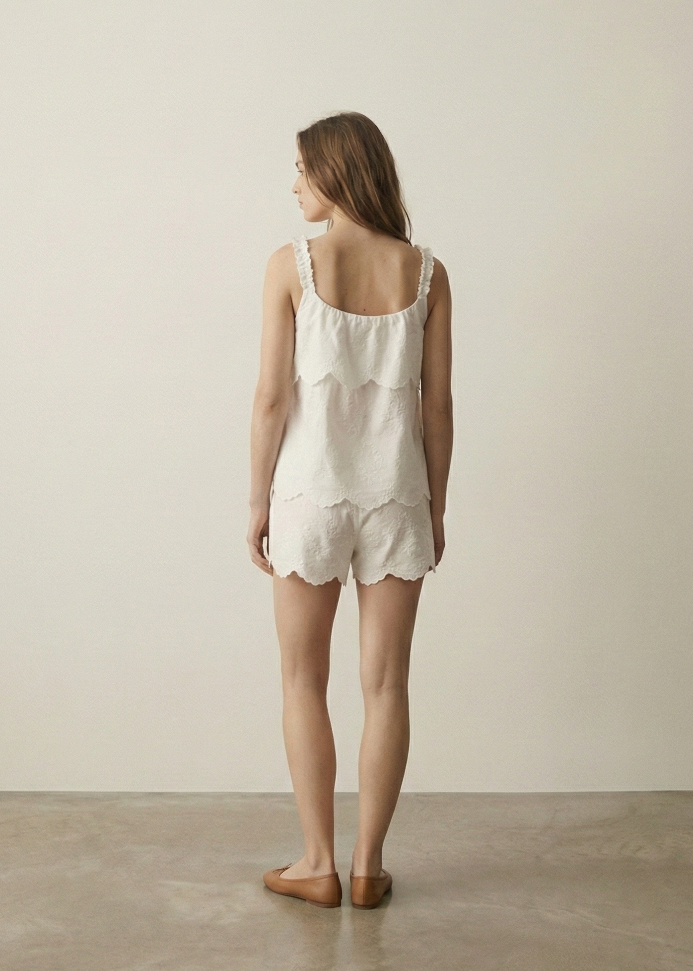 Elodie Embroidered Cotton Gauze PJ Set / White