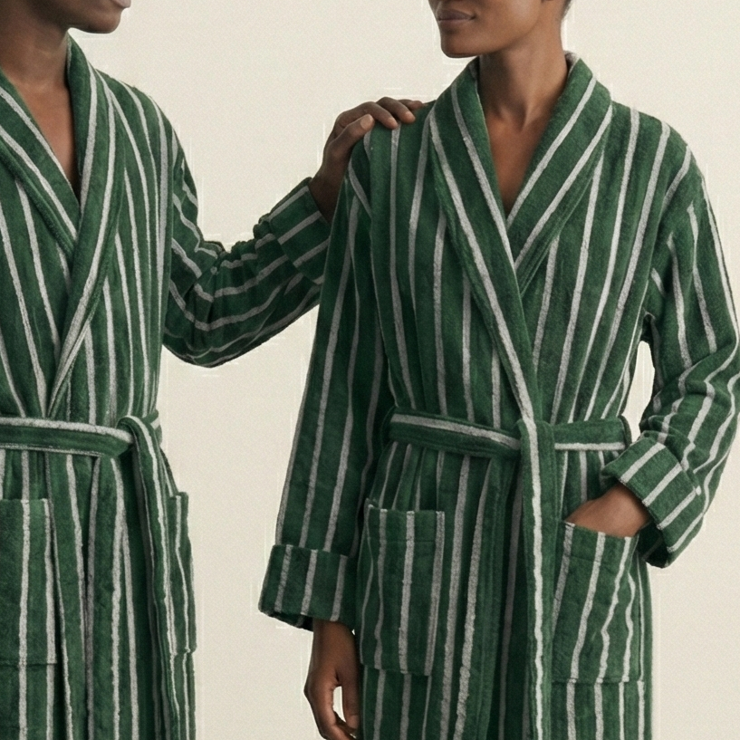 Quiet Evening Striped Robe Set / Green