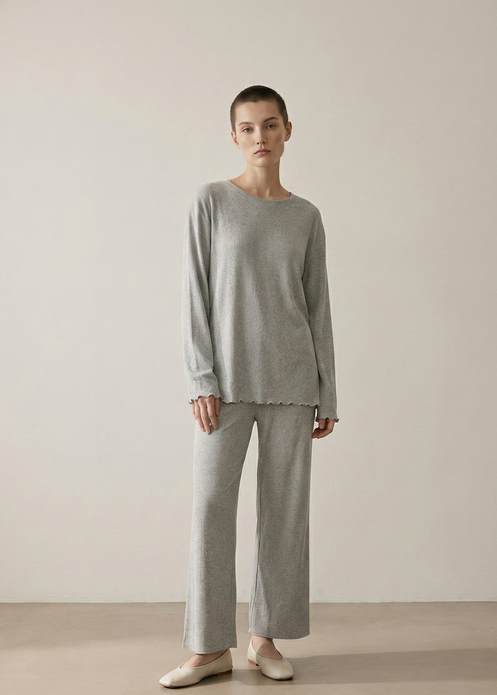 Mira Soft Brushed Knit Lounge Set / Heather Grey
