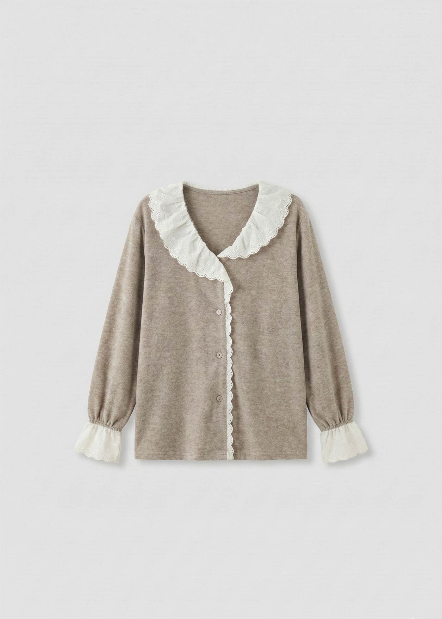 Elora Towel Velvet Lace Lounge Set / Oatmeal