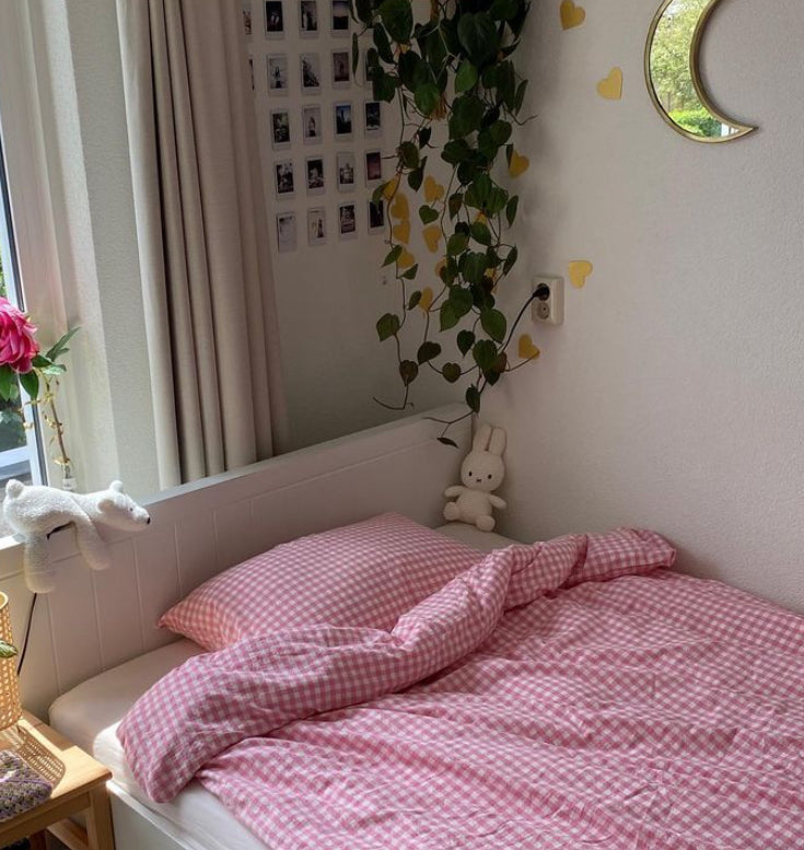 Gingham Bedding Set / Brown