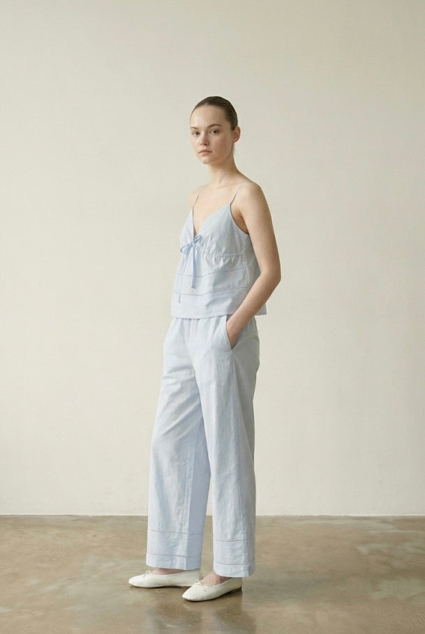 Luminae Cotton V-Neck Pajama Set / Blue