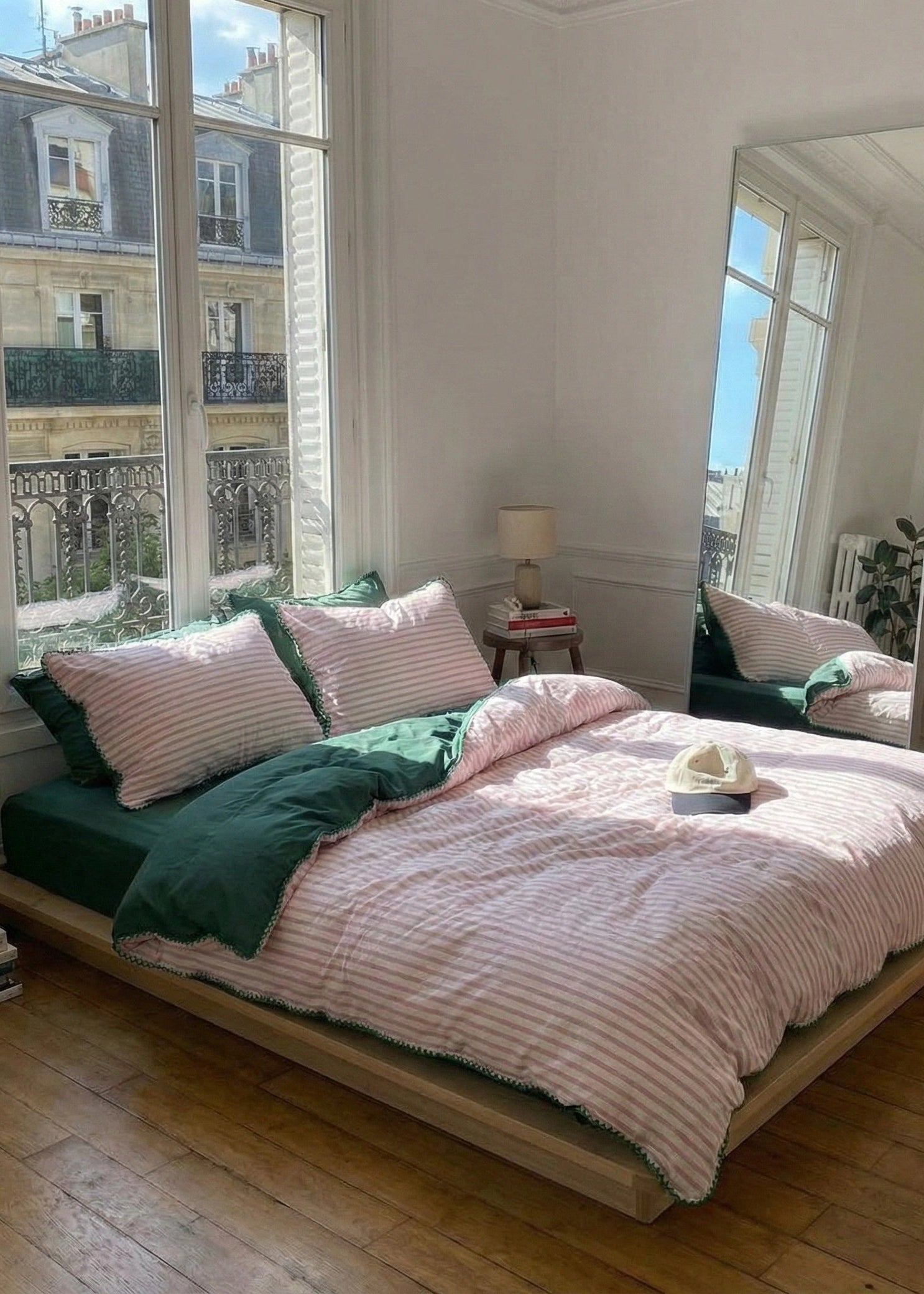 Pepper Candy Stripe Small Room Bedding Set / Fuchsia