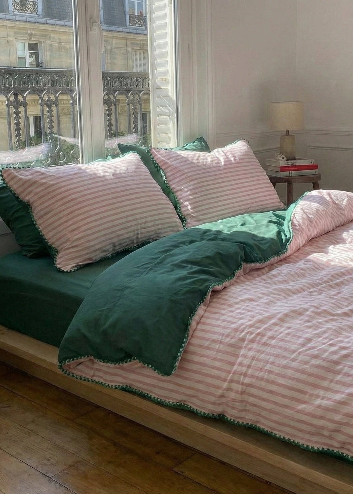 Pepper Candy Stripe Small Room Bedding Set / Fuchsia